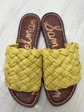 Sam Edelman Griffin Braided Woven Slide Sandals in Butter Yellow Sz 6.5
